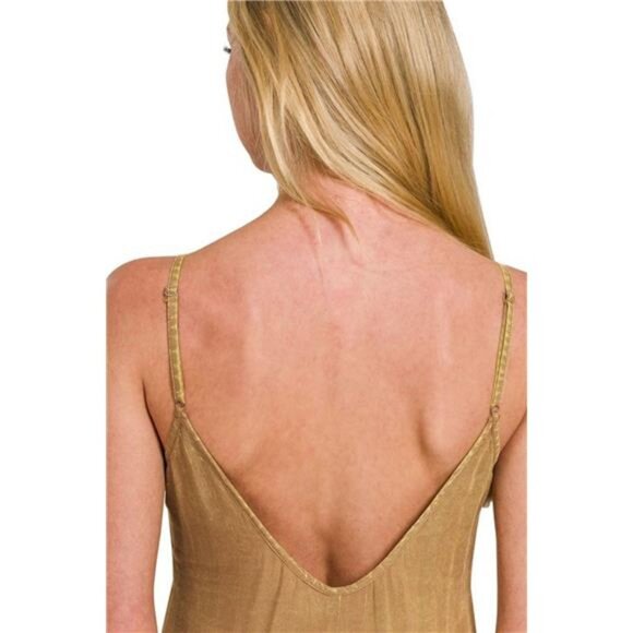 Zenana Mineral Washed Rayon Challis Cami Dress - Picture 4 of 4